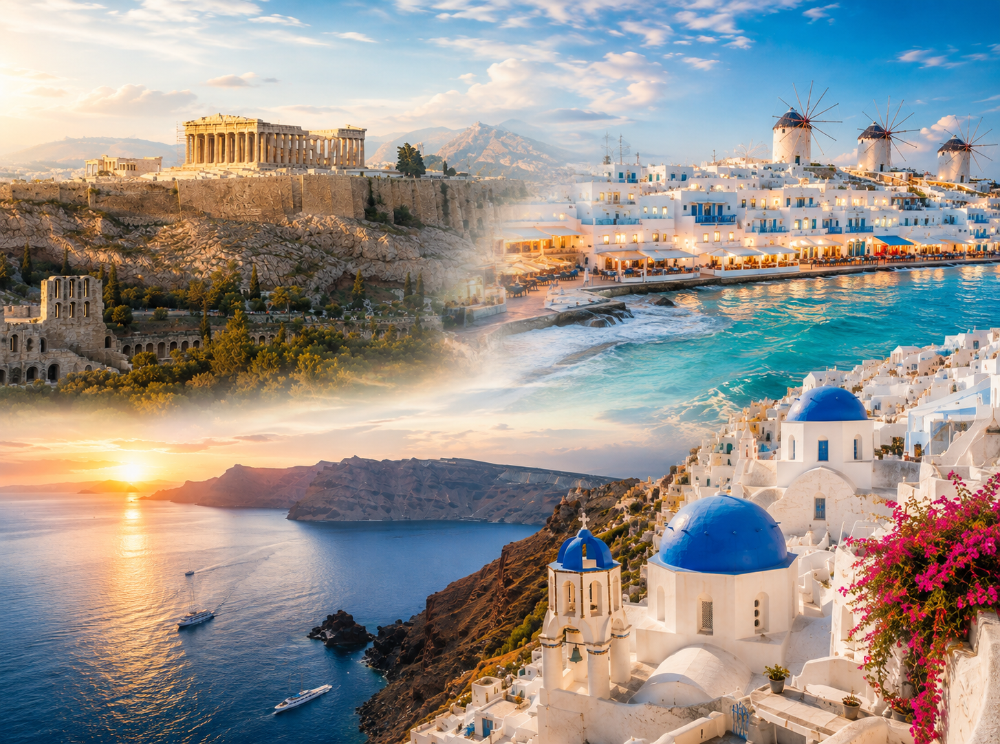 ATENAS + MÍCONOS + SANTORINI